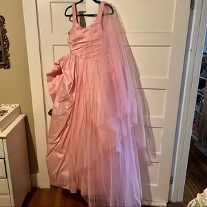 Pink floor-length veil with blusher